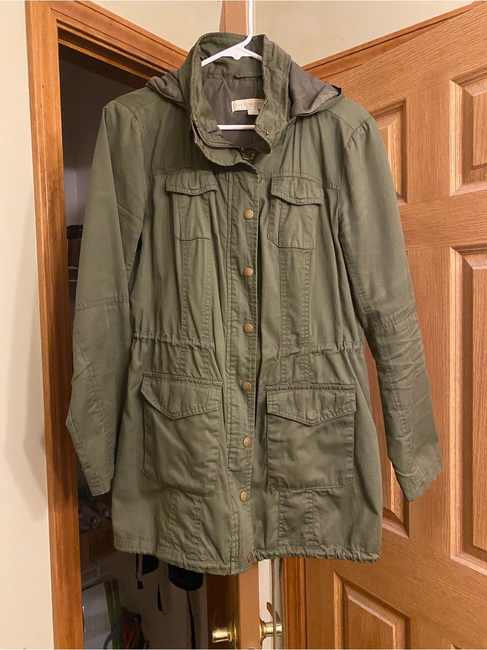 New York & Co Olive Green Women's Utility Jacket - Hooded